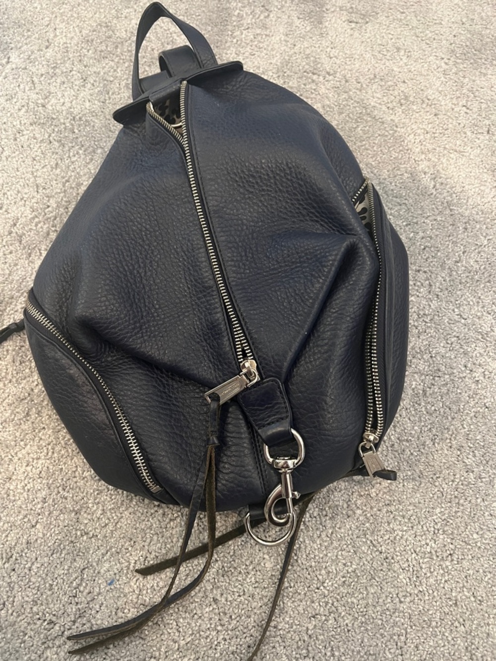 Rebecca Minkoff, Julian Large Blue Leather Zip-Accent Backpack